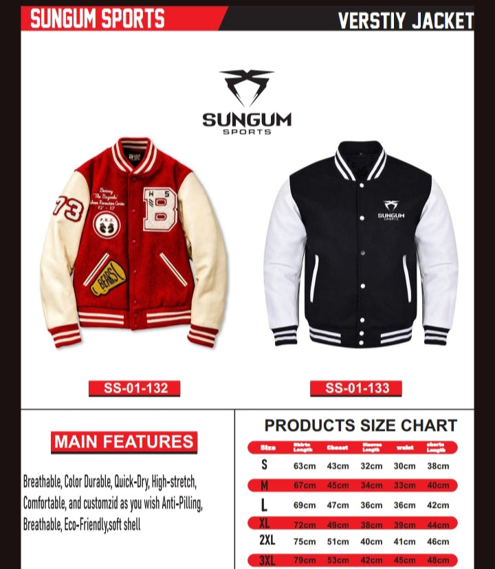 🧥 SUNGUM SPORTS – Premium Varsity Jacket (Custom & Wholesale)