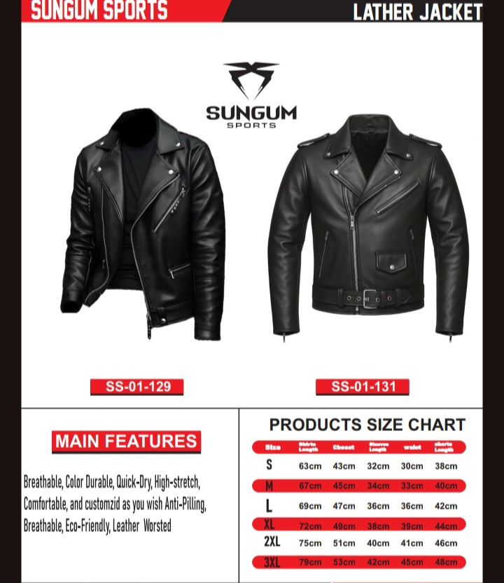 🧥 SUNGUM SPORTS – Premium Leather Jacket (Custom & Wholesale)